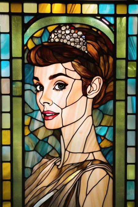 00533-1503177224-_lora_Stained Glass Portrait_1_Stained Glass Portrait - square stained glass window depicting audrey hepburn as goddess.png